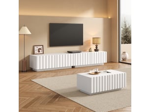 Meuble tv coloris blanc 200 cm <strong></strong>  <strong>Qualité haut de gamme</strong>