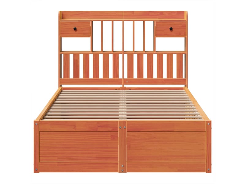Lit double- lit adulte - cadre de lit sans matelas marron 135x190cm bois pin massif - Conforama C