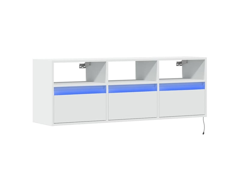  Meuble tv - banc tv - meuble de rangement mural avec lumières led blanc 130x31x45 cm  - Conforama C