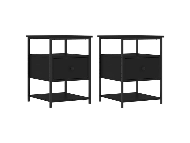  Lot de 2 tables de chevet - cabinet de chevet - table de nuit noir 40x42x56 cm bois d’ingénierie  - Conforama A