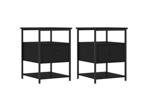 Lot de 2 tables de chevet - cabinet de chevet - table de nuit noir 40x42x56 cm bois d’ingénierie