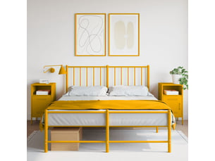 Lot de 2 table de chevet, table de nuit jaune moutarde 36x39x68 cm acier
