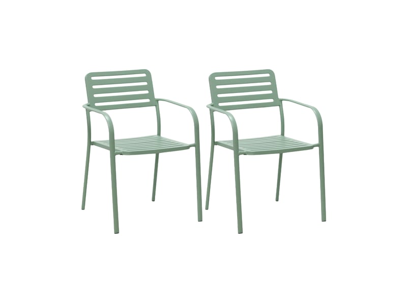  Lot de 2 fauteuils de jardin empilables en métal vert - baca  - Conforama B