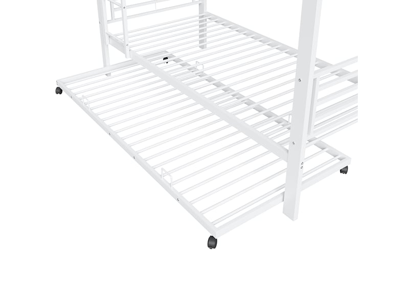 Lits superposés 90 × 200 cm en métal blanc avec lit gigogne sur roulettes IKSETERA TRADING LTD - Conforama R