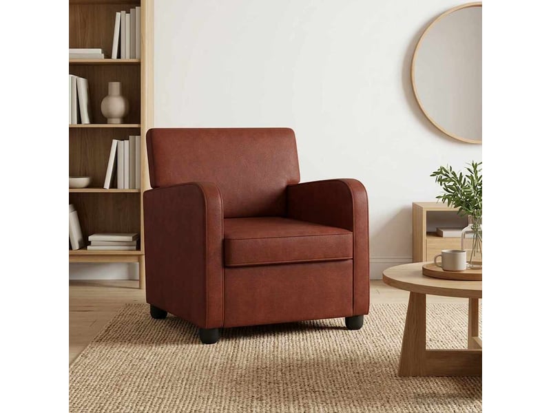  Vidaxl fauteuil marron antique brillant simili cuir  - Conforama B