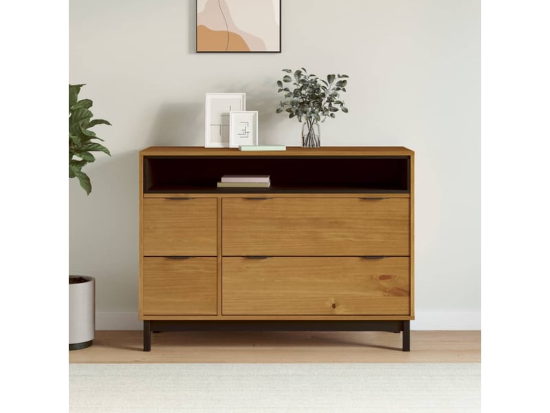  Commode chambre adulte, armoire à tiroirs flam 110x40x80 cm bois de pin massif shl83866  - Conforama B