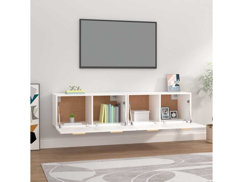  Armoires murales 2 pcs salon blanc 80x35x36,5cm bois d'ingénierie shl1056  - Conforama C
