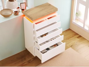 Commode 6 tiroir(s) BGSRYAO coloris blanc largeur 73 cm