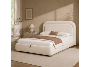 Lit coffre 140x200 cm <strong>KORFEE</strong> <strong></strong> coloris beige