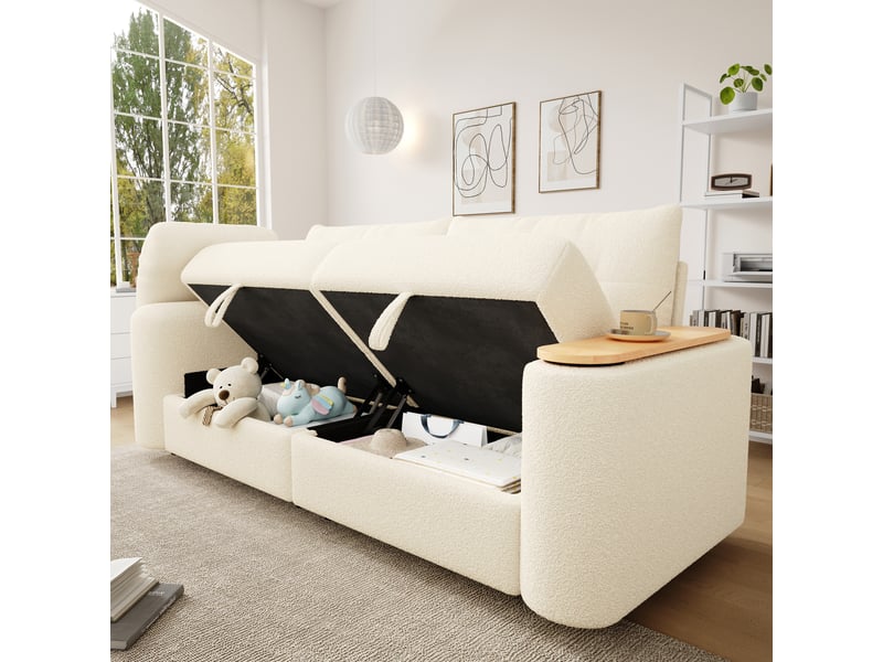  Canapé convertible, canapé-lit, 3 places, beige, adapté à l'espace de vie, mobilier pour espace de vie, pour salon et séjour  - Conforama D