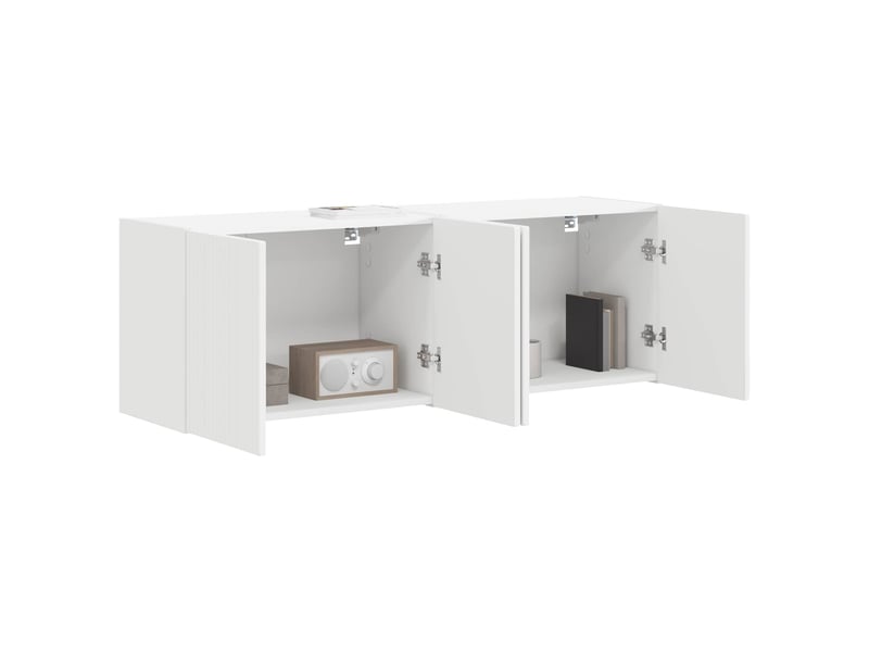  Meuble tv - banc tv - meuble de rangement mural 2 pcs blanc bois d'ingénierie  - Conforama C