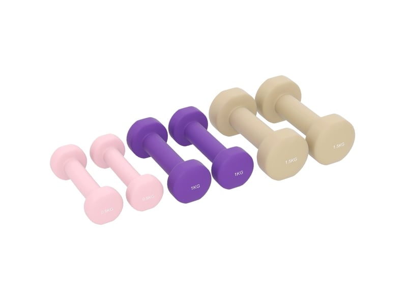 Set de 6 haltères 0,5 à 1,5 kg 43x18x7,5 cm – multicolore – mallette pour fitness - Conforama D