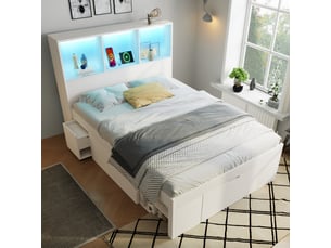 Lit simple 90x200 cm <strong>MODFU</strong> <strong></strong> coloris blanc
