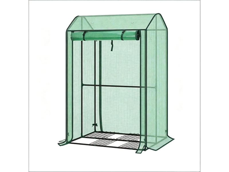 Serre de balcon blanche, serre d’hiver avec porte zippée enroulable, jardin - Conforama A
