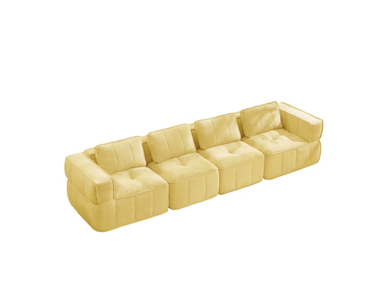 Canapé modulaire 4 places sans cadre à assise profonde - lpospi - base antidérapante polyester jaune - Conforama A