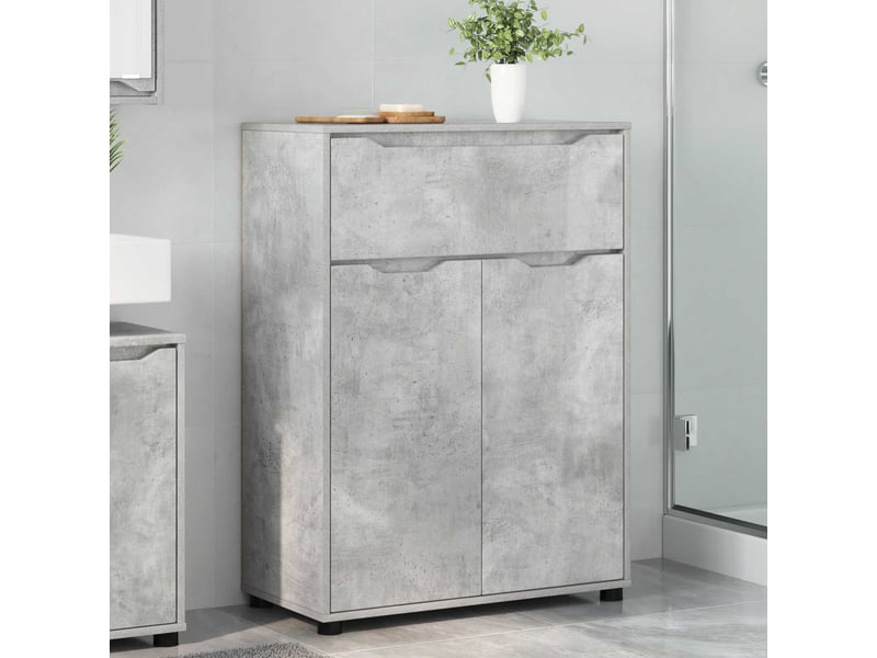 Cabinet de salle de bain, meuble de rangement gris béton 72.5x36.5x100 cm - Conforama B