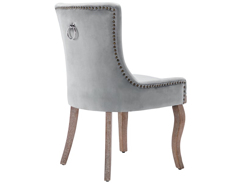  Lot de 2 chaises de salle à manger,55x61x91 cm,velours,gris  - Conforama D