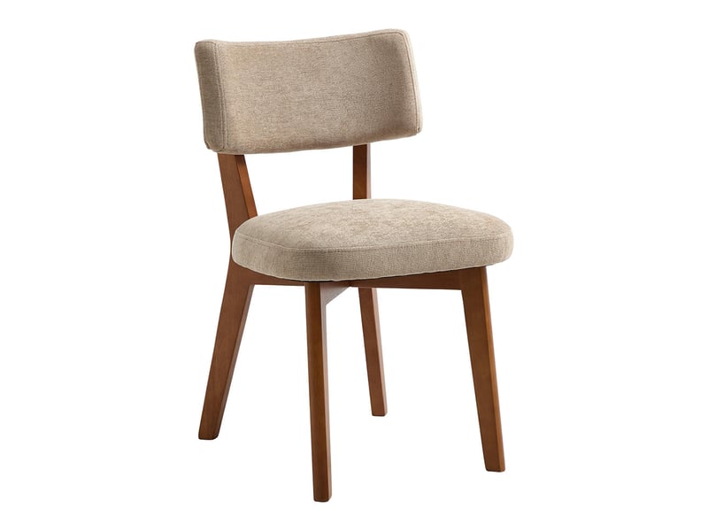 Lot de 2 chaises de salle à manger style milieu du siècle kaki marron pieds bois massif assise rembourrée  - Conforama A