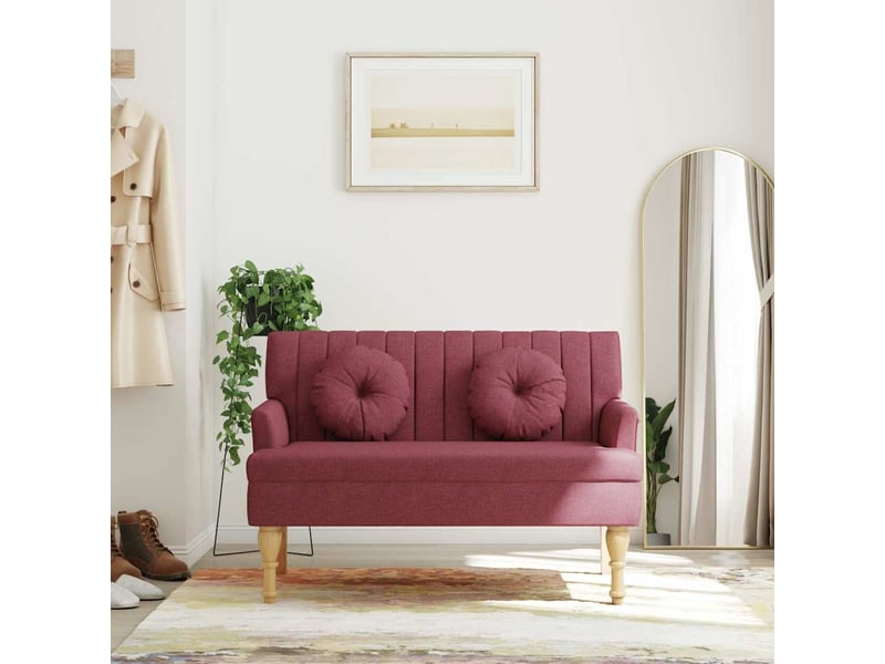  Banc chambre avec coussins rouge bordeaux 113x64,5x75,5 cm tissu  - Conforama B