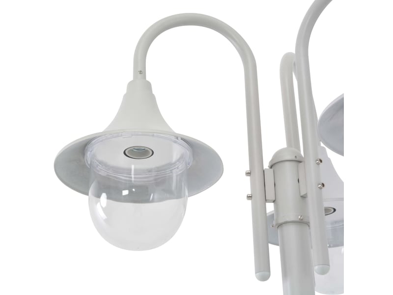  Lampadaire de jardin e27 220 cm aluminium 3 lanternes blanc 02_0042540  - Conforama D