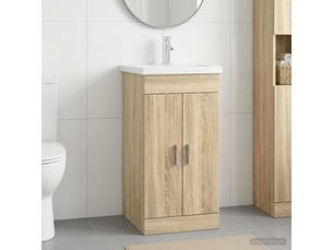 Meuble salle de bain avec évier, meuble de rangement chêne sonoma shl3759