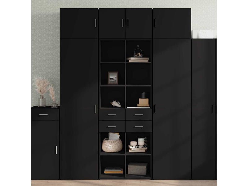  Buffet haut - bahut - meuble de rangement noir 70x42,5x185 cm bois d'ingénierie  - Conforama B