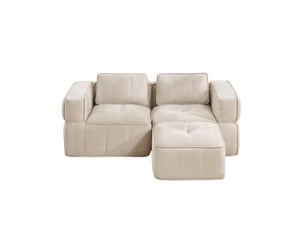Canapé d'angle compressé réversible fixe <strong></strong> <strong>Fay Lum</strong> 2 places Polyester beige
