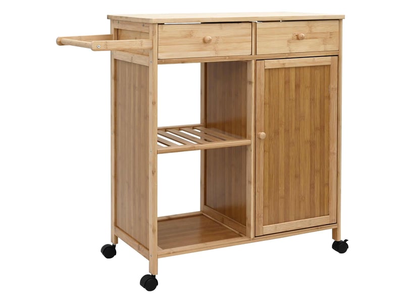  Desserte de cuisine, chariot de rangement avec roues naturel 90,5x36x86,5 cm  - Conforama A