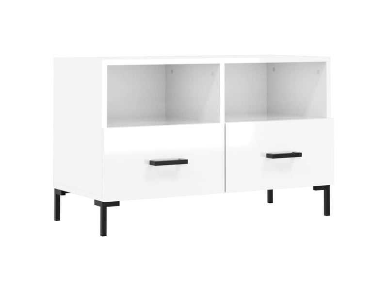  Meuble tv - banc tv - meuble de rangement blanc brillant 80x36x50 cm bois d'ingénierie  - Conforama A