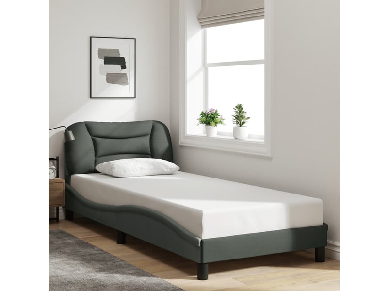  Lit simple- lit adulte -  cadre de lit avec led sans matelas hvar gris foncé 80x200 cm tissu  - Conforama C