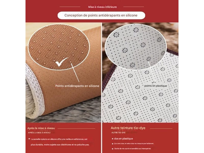  Tapis doux à poils longs - envers antidérapant - lavable - convient aux salons et aux chambres d'enfants - 80 cm de diamètre, blanc cassé  - Conforama D