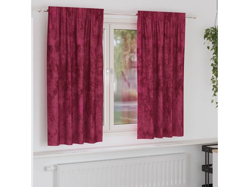 Lot de 2 rideaux en velours, rideaux de fenêtre rouge bordeaux 175 x 140 cm velours cf44243 - Conforama B