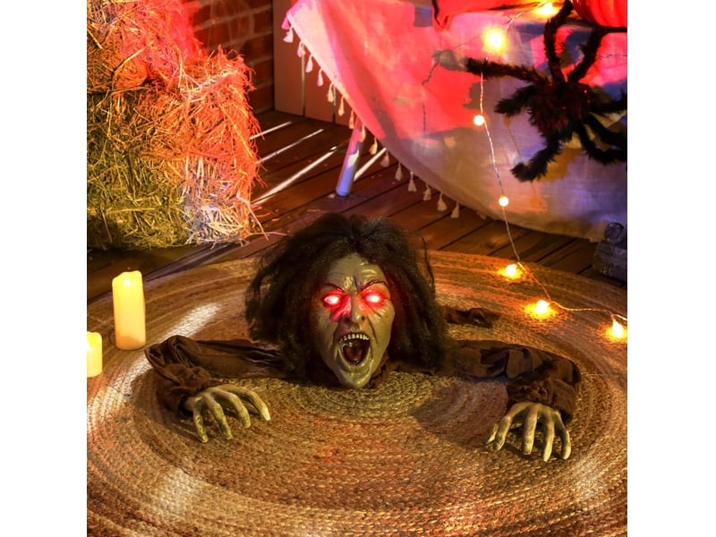  Décoration zombie rampante halloween 140x60x20 cm sons et lumières marron  - Conforama B