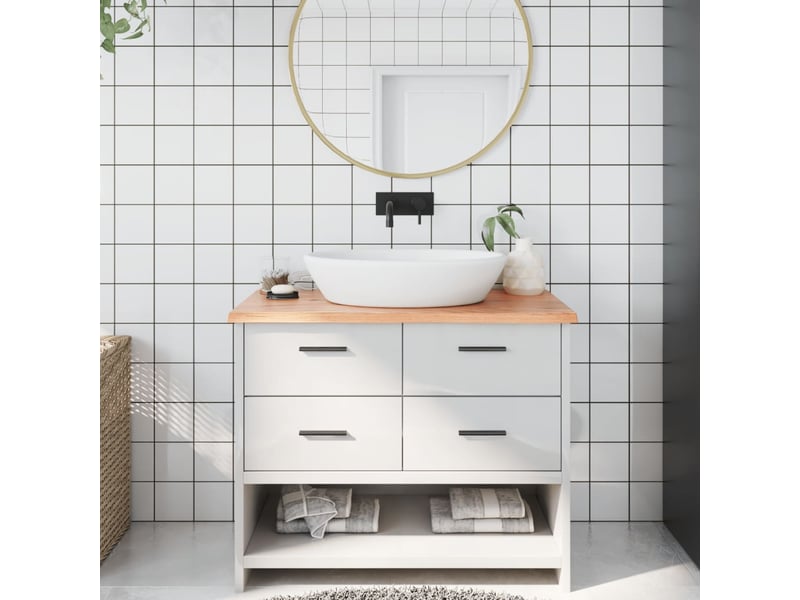  Comptoir de salle de bain, plan de travail marron clair 100x40x2 cm bois traité cf65815  - Conforama B