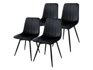 Ml-design chaise de salle à manger en velours, lot de 4, pivotante 360 degrés, avec dossier, pieds en métal, design moderne mid-century, patins réglables, pour cuisine salon, charge 120 kg, noir