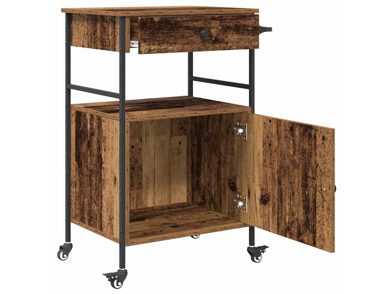  Desserte de cuisine, chariot de rangement bois ancien 56x43x89,5 cm  - Conforama E