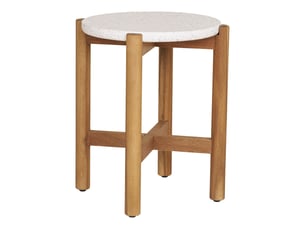 Terracina - table d'appoint en acacia et terrazzo blancnaturel ø37x48 cm