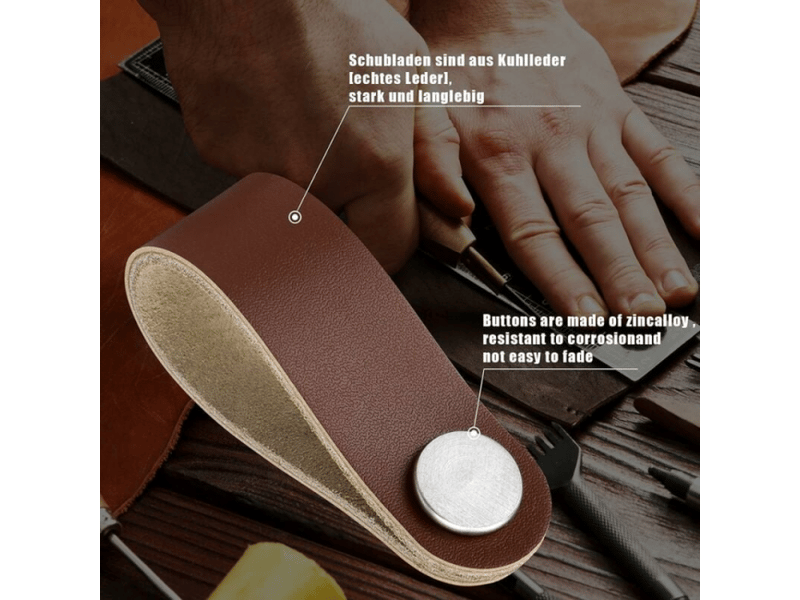 Tirateur pour porte coulissante - tirateur pour meuble - cuir synthétique - 8 pièces - 128 mm - marron - Conforama C