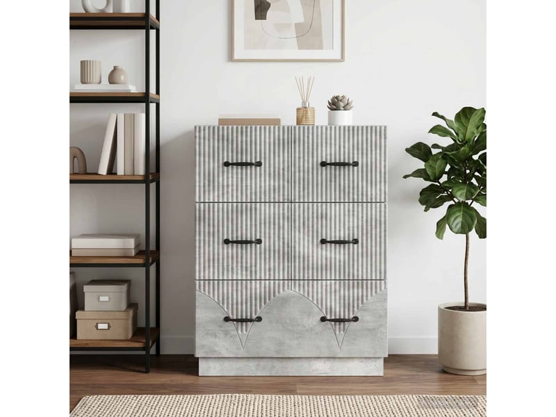  Armoire de rangement bureau, armoire à tiroirs gris béton 66 x 34,5 x 87 cm  - Conforama E
