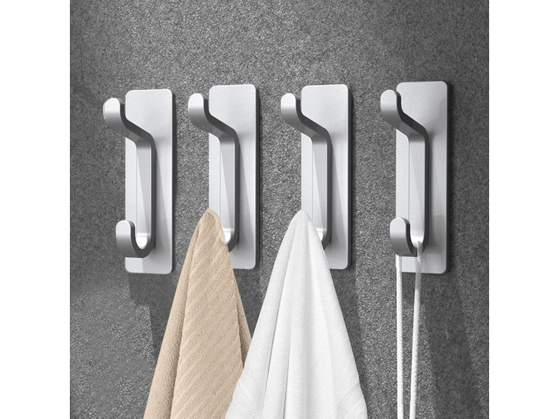  Crochets muraux adhésifs, porte-serviettes de salle de bain, porte-serviettes de cuisine, sans perçage, brossé, 8 pièces, gris XLH-LJY-000192JY - Conforama B