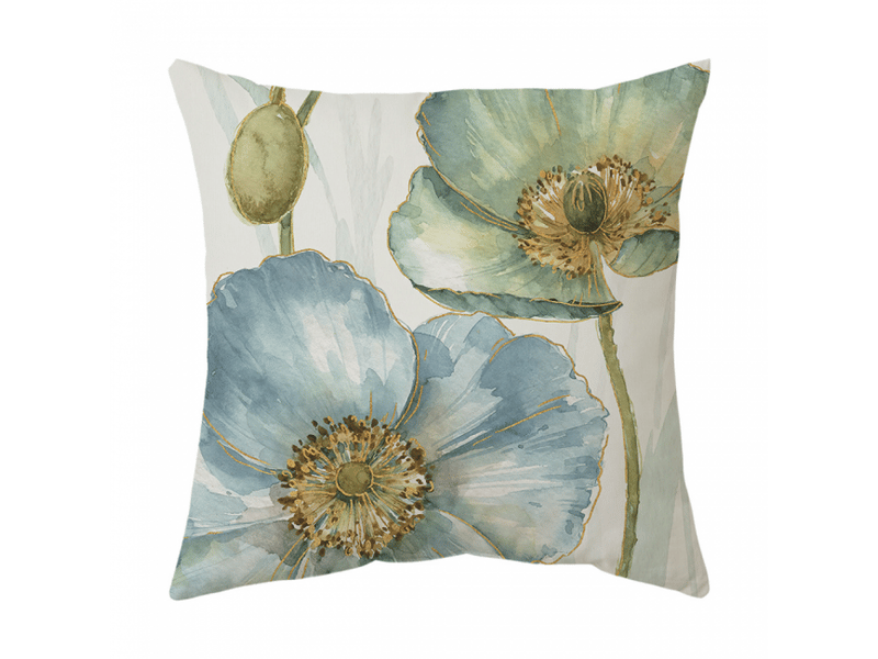  Lot de 4 housse de coussin - lot de 4 45 x 45 cm imperméable fleurs jaunes et bleues motif canapé taie d'oreiller pour patio jardin salon chambre décoration  - Conforama E