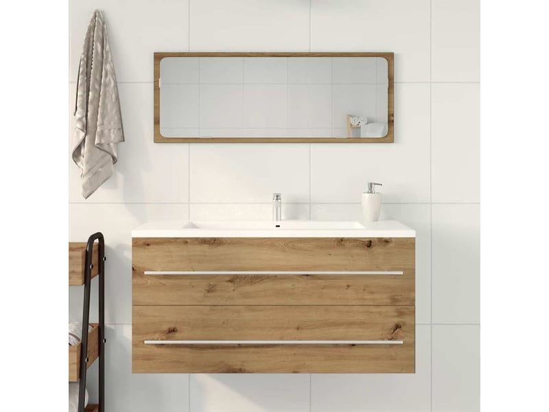 Meuble sous-vasque salle de bain en chêne massif 100x38.5x48cm bois d'ingénierie  - Conforama C