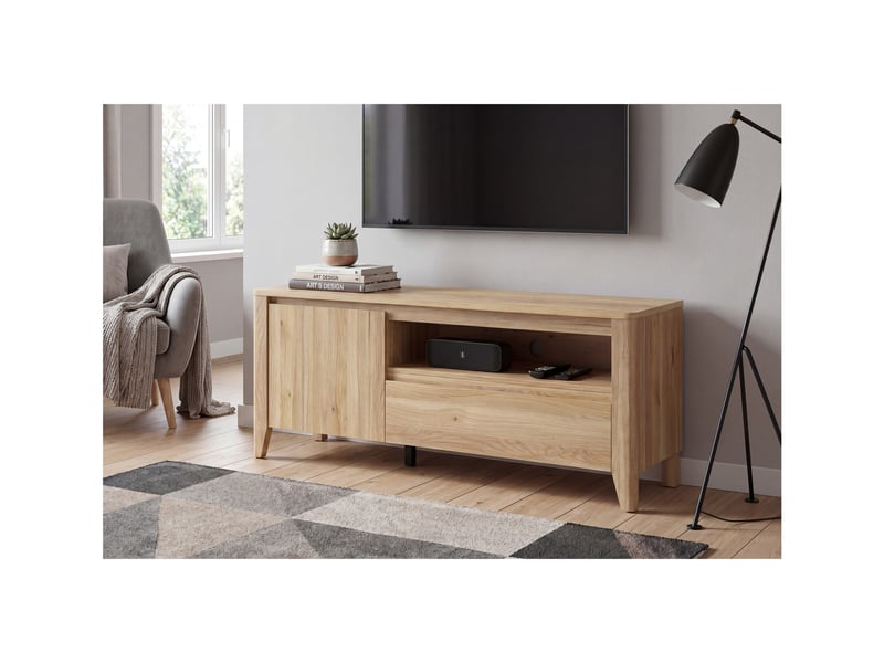  Meuble tv 1 porte 1 tiroir coloris chêne mauvella - longueur 161 x profondeur 42,5 x hauteur 64,5 cm  - Conforama B