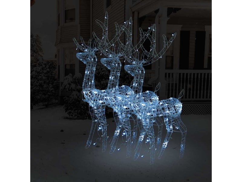  Décorations de noël de renne acrylique 3 pcs 128 cm blanc froid  - Conforama B