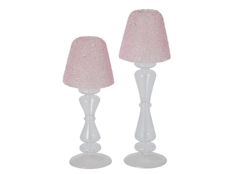  Photophore lampe en verre silje 31cm rose  - Conforama C