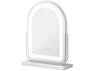 Miroir de maquillage avec lumière led, éclairage réglable, rotation à 360° et commande tactile, 33 x 12 x 44,5 cm, blanc