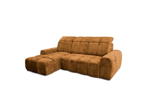 Canapé d'angle gauche relax électrique TRADA KRABI-M-KIA858-L 3 places Tissu marron avec coffre de rangement