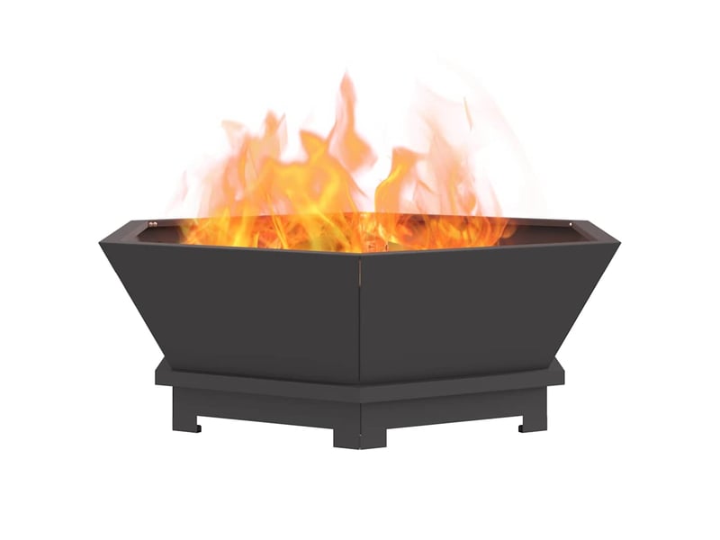 Brasero exterieur, foyer camping noir 75x75x28 cm acier patiné - Conforama C