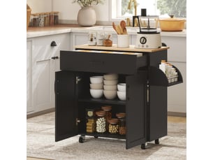Dessert îlot de cuisine multi-rangements tiroirs placard 2 portes avec étagère réglable 105 x 36 x 85 cm noir