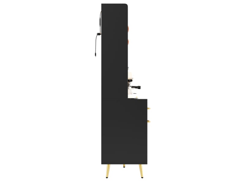 Buffet moderne led avec panneau perforé, tiroir et porte vitrée, noir, cuisine &amp; salon  - Conforama E